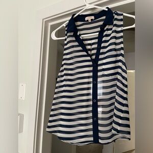 Sunday Best Navy and White Striped Top